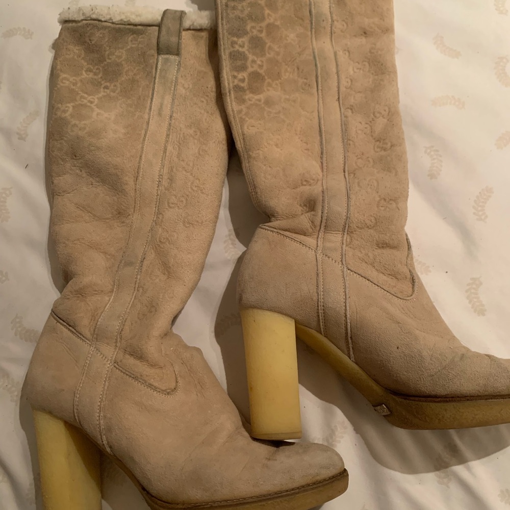 Gucci Beige Heeled Boots